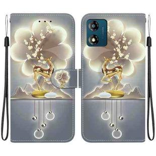 For Motorola Moto E13 Crystal Texture Colored Drawing Leather Phone Case(Sika Deer)