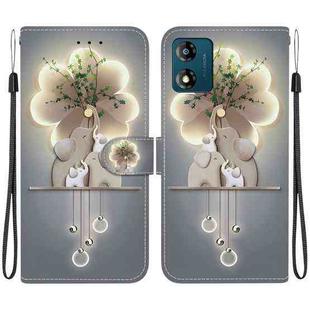 For Motorola Moto E13 Crystal Texture Colored Drawing Leather Phone Case(Elephants)