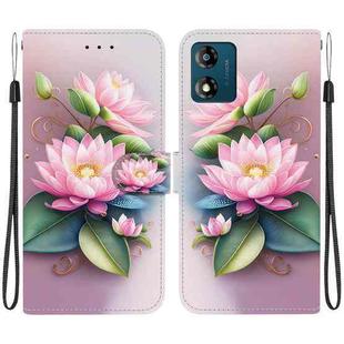 For Motorola Moto E13 Crystal Texture Colored Drawing Leather Phone Case(Lotus)