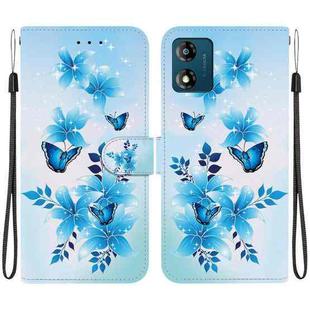 For Motorola Moto E13 Crystal Texture Colored Drawing Leather Phone Case(Blue Butterflies)