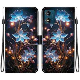 For Motorola Moto E13 Crystal Texture Colored Drawing Leather Phone Case(Little Lantern Flower)