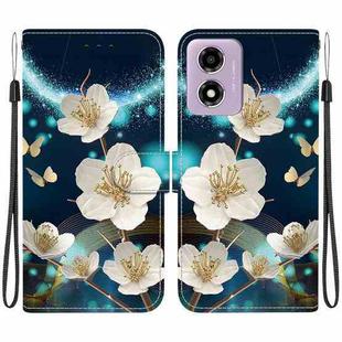 For Motorola Moto G04s / E14 Crystal Texture Colored Drawing Leather Phone Case(Magnolia)