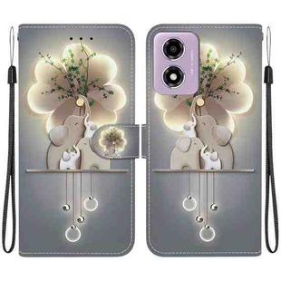 For Motorola Moto G04s / E14 Crystal Texture Colored Drawing Leather Phone Case(Elephants)