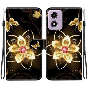 For Motorola Moto G04s / E14 Crystal Texture Colored Drawing Leather Phone Case(Gold Flower)