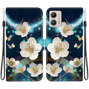 For Motorola Moto G13 / G23 / G53 Crystal Texture Colored Drawing Leather Phone Case(Magnolia)