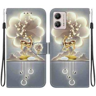 For Motorola Moto G13 / G23 / G53 Crystal Texture Colored Drawing Leather Phone Case(Sika Deer)