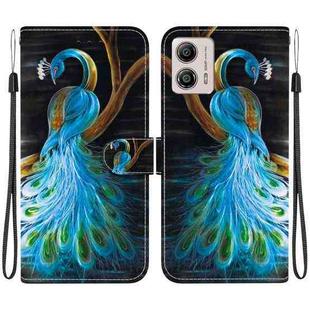 For Motorola Moto G13 / G23 / G53 Crystal Texture Colored Drawing Leather Phone Case(Peacock)