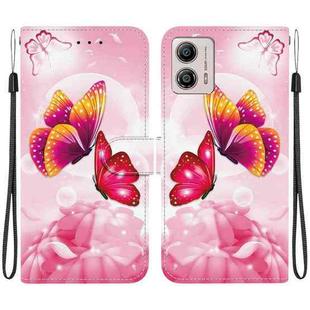 For Motorola Moto G13 / G23 / G53 Crystal Texture Colored Drawing Leather Phone Case(Pink Butterflies)