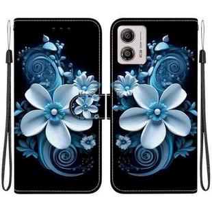 For Motorola Moto G13 / G23 / G53 Crystal Texture Colored Drawing Leather Phone Case(Black Orchid)