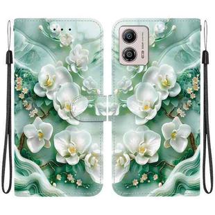 For Motorola Moto G13 / G23 / G53 Crystal Texture Colored Drawing Leather Phone Case(Jade Flowers)