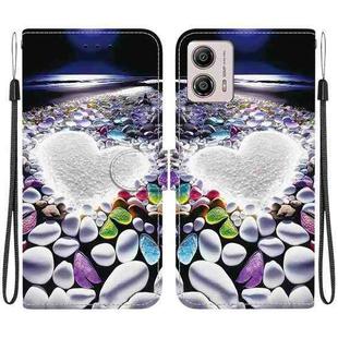 For Motorola Moto G13 / G23 / G53 Crystal Texture Colored Drawing Leather Phone Case(Heart Shaped)