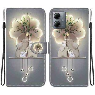 For Motorola Moto G14 Crystal Texture Colored Drawing Leather Phone Case(Elephants)