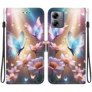 For Motorola Moto G14 Crystal Texture Colored Drawing Leather Phone Case(Butterfly Love Flower)