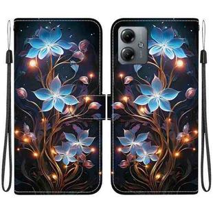 For Motorola Moto G14 Crystal Texture Colored Drawing Leather Phone Case(Little Lantern Flower)