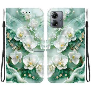 For Motorola Moto G14 Crystal Texture Colored Drawing Leather Phone Case(Jade Flowers)