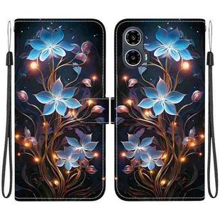 For Motorola Moto G34 5G Crystal Texture Colored Drawing Leather Phone Case(Little Lantern Flower)