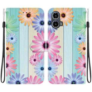 For Motorola Moto G34 5G Crystal Texture Colored Drawing Leather Phone Case(Sunflowers)