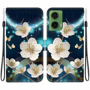 For Motorola Moto G35 Crystal Texture Colored Drawing Leather Phone Case(Magnolia)