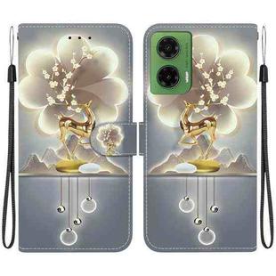 For Motorola Moto G35 Crystal Texture Colored Drawing Leather Phone Case(Sika Deer)