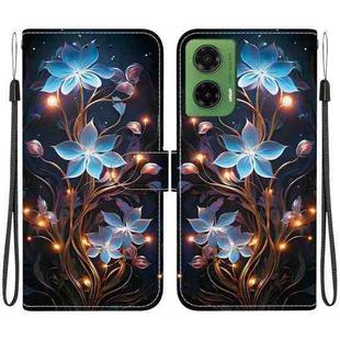 For Motorola Moto G35 Crystal Texture Colored Drawing Leather Phone Case(Little Lantern Flower)