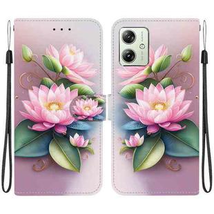 For Motorola Moto G54 Crystal Texture Colored Drawing Leather Phone Case(Lotus)