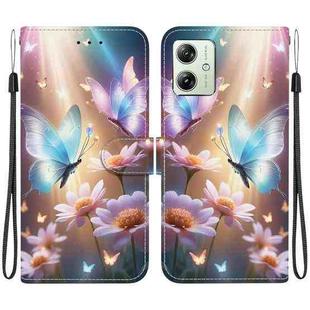 For Motorola Moto G54 Crystal Texture Colored Drawing Leather Phone Case(Butterfly Love Flower)