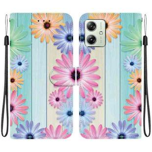 For Motorola Moto G54 Crystal Texture Colored Drawing Leather Phone Case(Sunflowers)