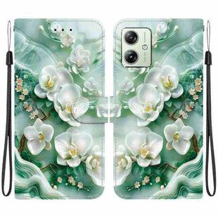 For Motorola Moto G54 Crystal Texture Colored Drawing Leather Phone Case(Jade Flowers)