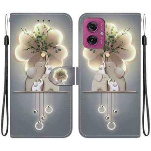 For Motorola Moto G55 Crystal Texture Colored Drawing Leather Phone Case(Elephants)