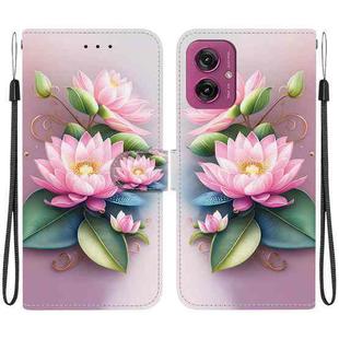 For Motorola Moto G55 Crystal Texture Colored Drawing Leather Phone Case(Lotus)