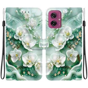 For Motorola Moto G55 Crystal Texture Colored Drawing Leather Phone Case(Jade Flowers)