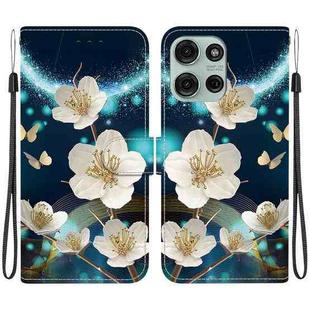 For Motorola Moto G75 5G Crystal Texture Colored Drawing Leather Phone Case(Magnolia)