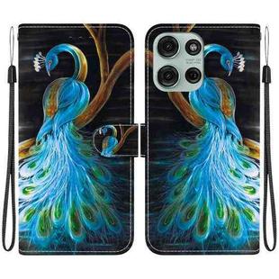 For Motorola Moto G75 5G Crystal Texture Colored Drawing Leather Phone Case(Peacock)