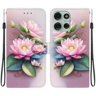 For Motorola Moto G75 5G Crystal Texture Colored Drawing Leather Phone Case(Lotus)