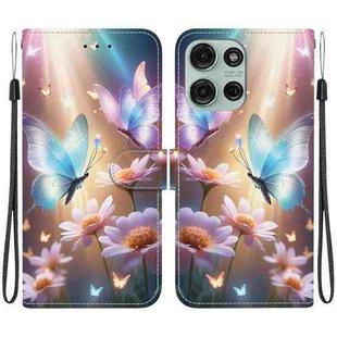 For Motorola Moto G75 5G Crystal Texture Colored Drawing Leather Phone Case(Butterfly Love Flower)