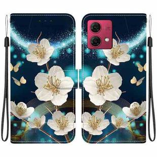 For Motorola Moto G84 Crystal Texture Colored Drawing Leather Phone Case(Magnolia)