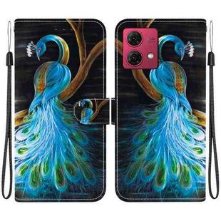 For Motorola Moto G84 Crystal Texture Colored Drawing Leather Phone Case(Peacock)