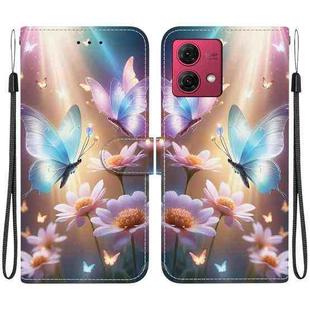 For Motorola Moto G84 Crystal Texture Colored Drawing Leather Phone Case(Butterfly Love Flower)