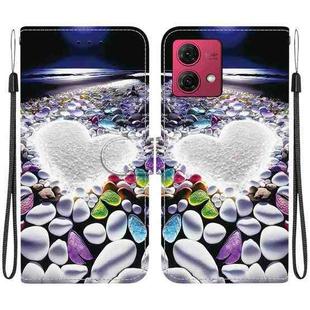 For Motorola Moto G84 Crystal Texture Colored Drawing Leather Phone Case(Heart Shaped)