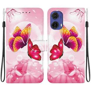 For Motorola Moto G85 Crystal Texture Colored Drawing Leather Phone Case(Pink Butterflies)