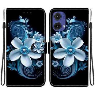 For Motorola Moto G85 Crystal Texture Colored Drawing Leather Phone Case(Black Orchid)