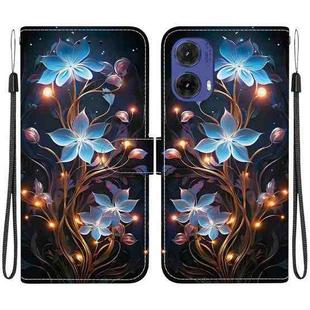 For Motorola Moto G85 Crystal Texture Colored Drawing Leather Phone Case(Little Lantern Flower)