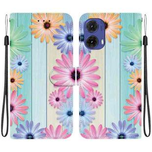 For Motorola Moto G85 Crystal Texture Colored Drawing Leather Phone Case(Sunflowers)