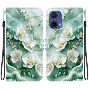 For Motorola Moto G85 Crystal Texture Colored Drawing Leather Phone Case(Jade Flowers)