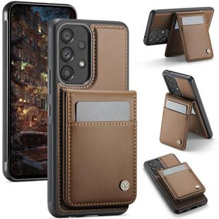 For Samsung Galaxy A53 5G JEEHOOD J06 British Style RFID MagSafe Card Bag PU Phone Case(Brown)