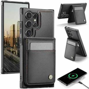 For Samsung Galaxy S23 Ultra 5G JEEHOOD J06 British Style RFID MagSafe Card Bag PU Phone Case(Black)