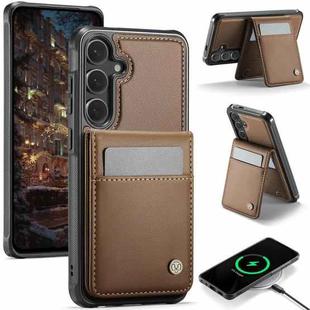 For Samsung Galaxy S24 5G JEEHOOD J06 British Style RFID MagSafe Card Bag PU Phone Case(Brown)