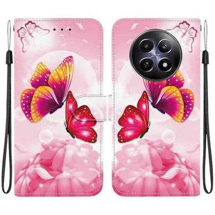 For Realme 12 5G Crystal Texture Colored Drawing Leather Phone Case(Pink Butterflies)