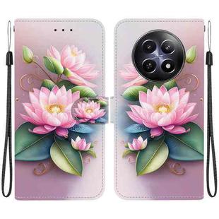 For Realme 12 5G Crystal Texture Colored Drawing Leather Phone Case(Lotus)