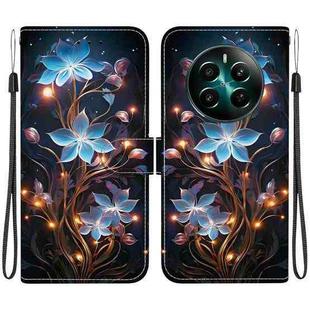 For Realme 12+ Crystal Texture Colored Drawing Leather Phone Case(Little Lantern Flower)